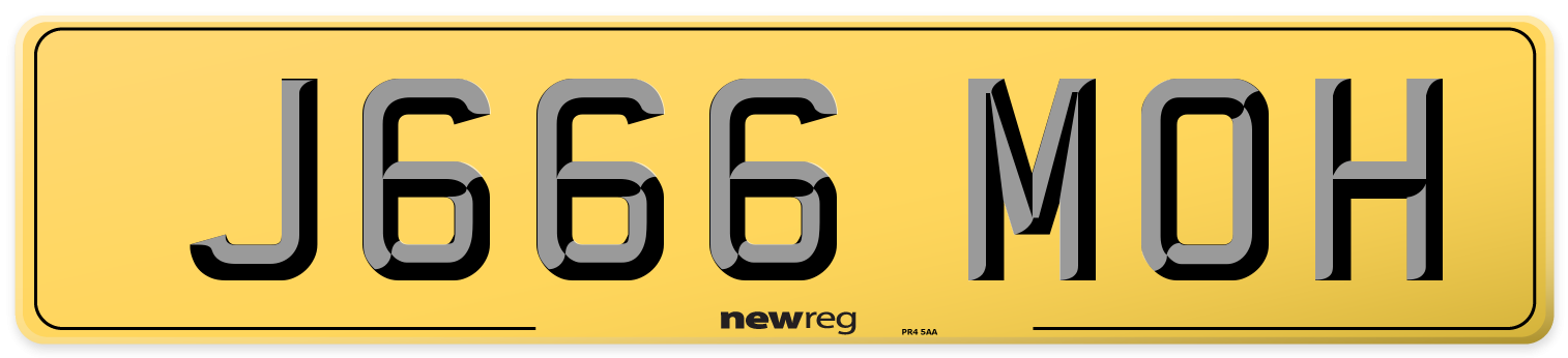 J666 MOH Rear Number Plate