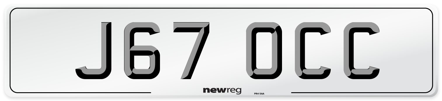 J67 OCC Front Number Plate