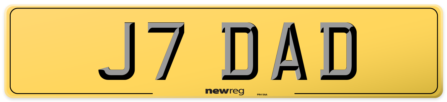 J7 DAD Rear Number Plate