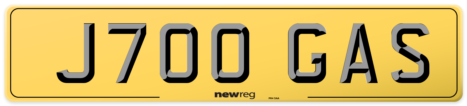 J700 GAS Rear Number Plate