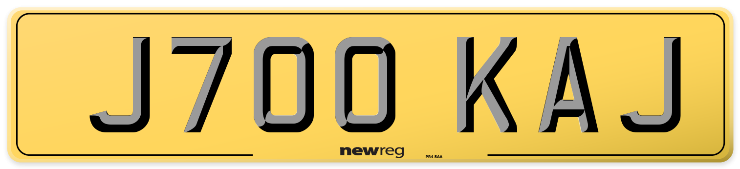 J700 KAJ Rear Number Plate