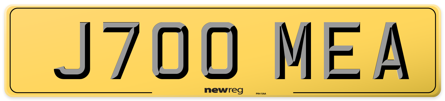 J700 MEA Rear Number Plate