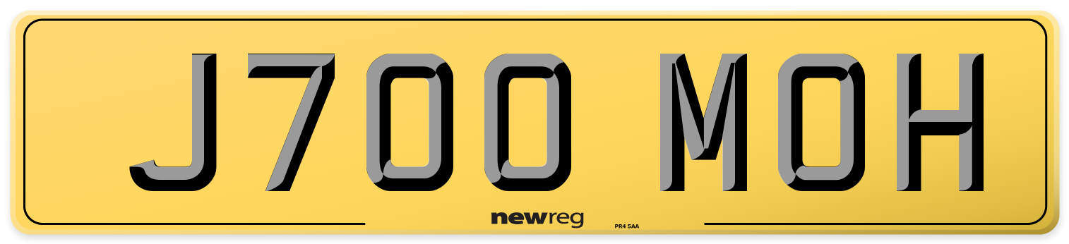J700 MOH Rear Number Plate