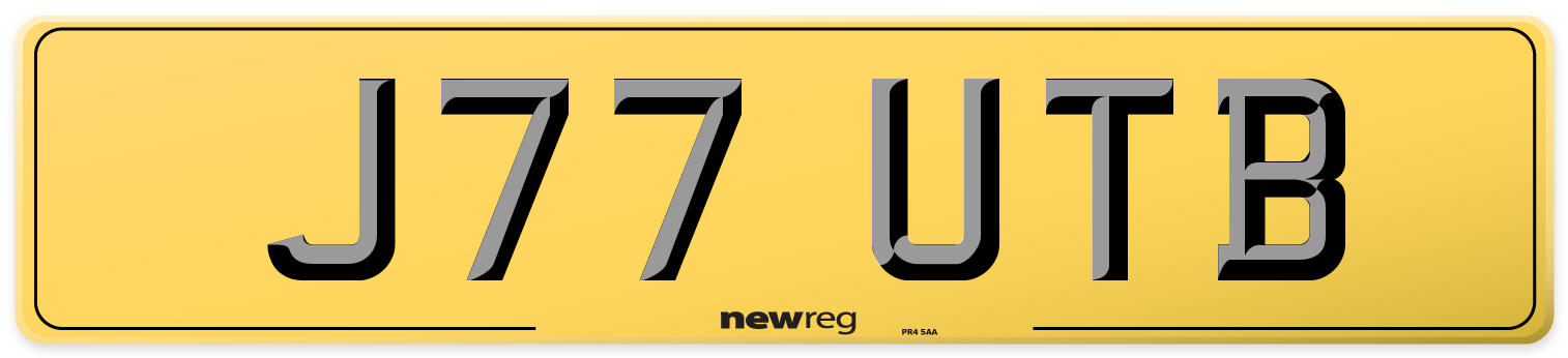 J77 UTB Rear Number Plate