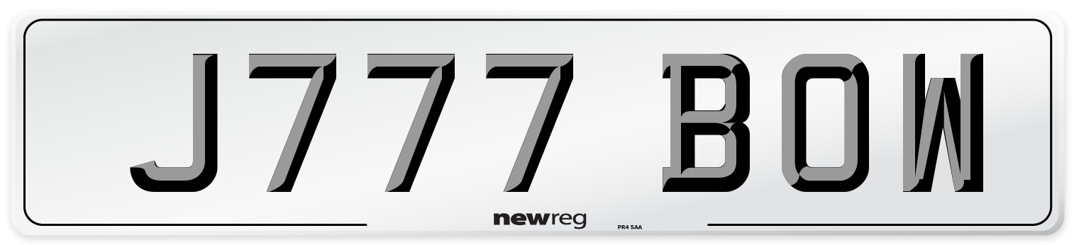 J777 BOW Front Number Plate