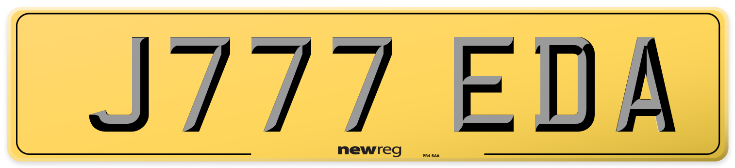 J777 EDA Rear Number Plate