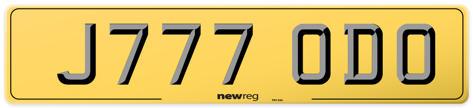 J777 ODO Rear Number Plate