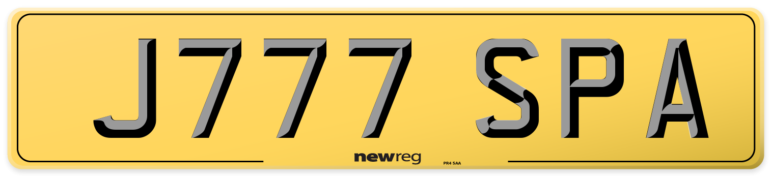 J777 SPA Rear Number Plate