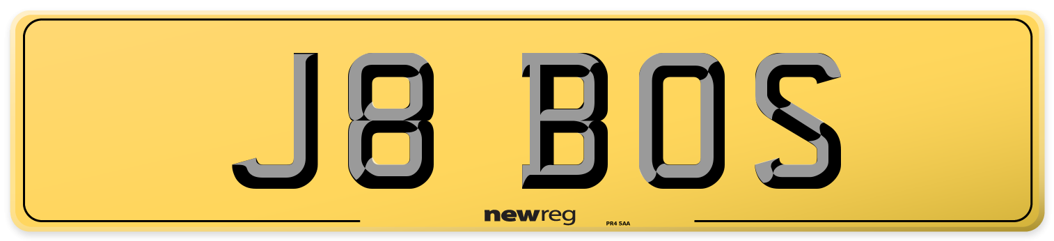 J8 BOS Rear Number Plate