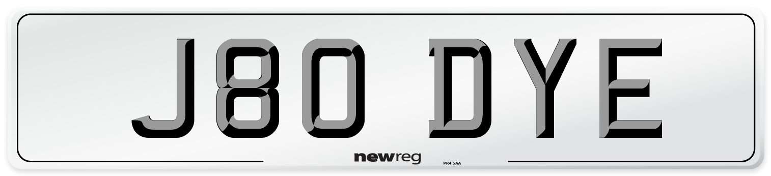 J80 DYE Front Number Plate