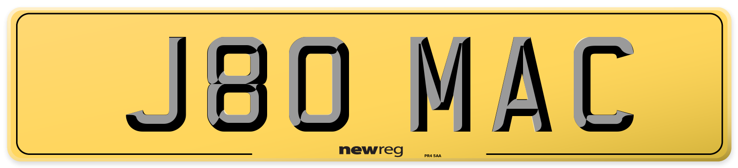 J80 MAC Rear Number Plate