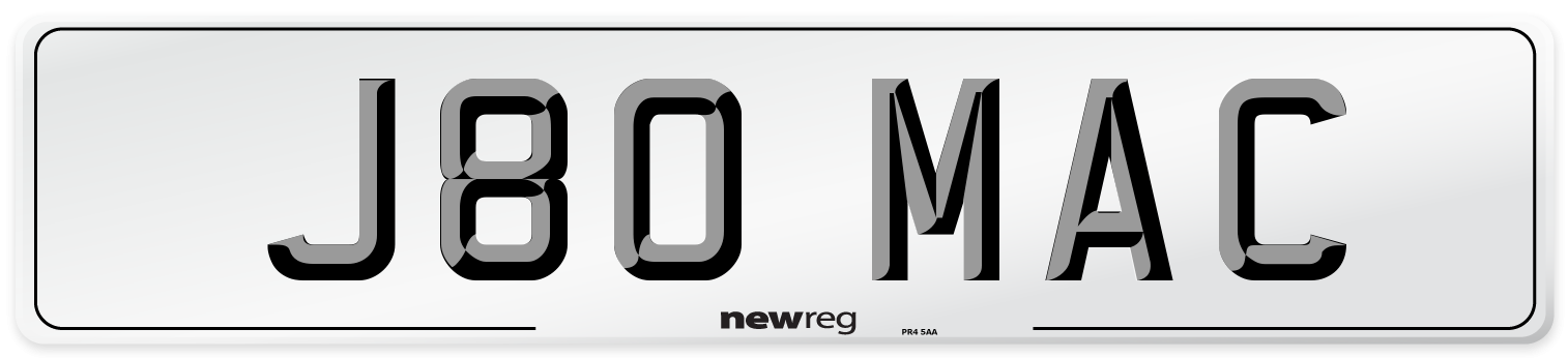 J80 MAC Front Number Plate