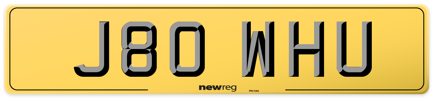 J80 WHU Rear Number Plate