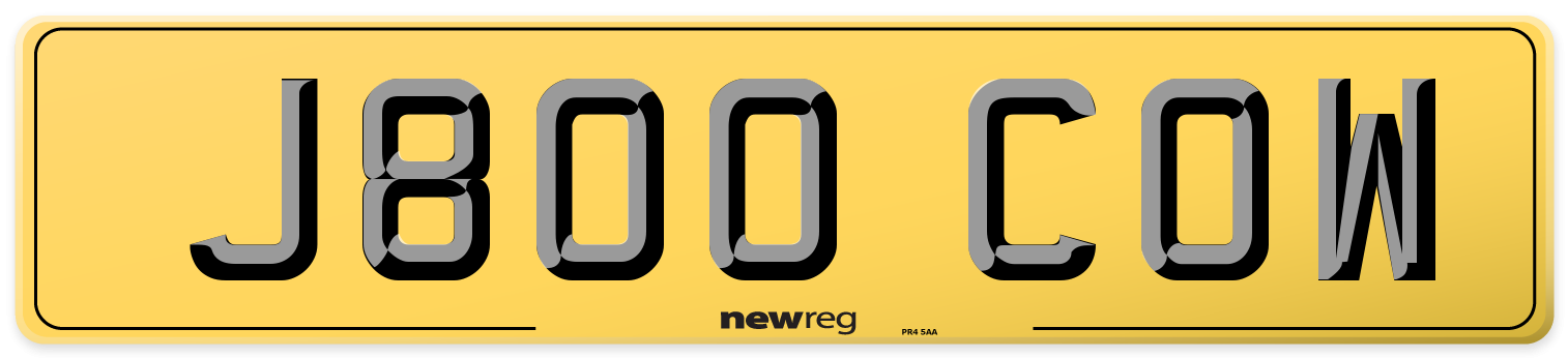 J800 COW Rear Number Plate