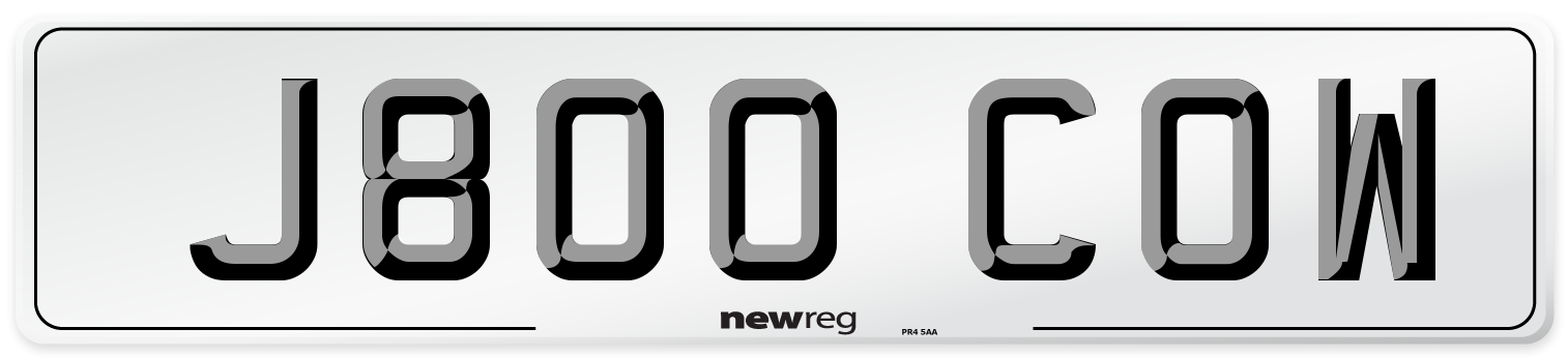 J800 COW Front Number Plate