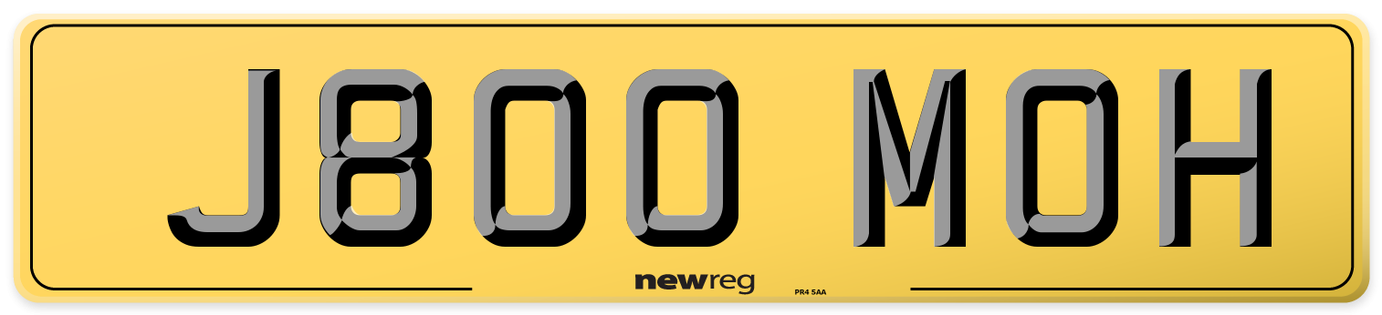 J800 MOH Rear Number Plate