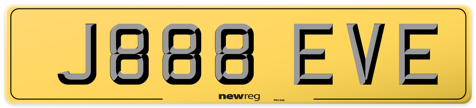 J888 EVE Rear Number Plate