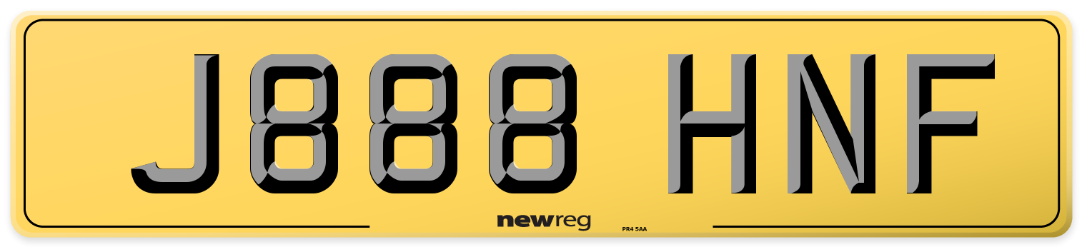 J888 HNF Rear Number Plate