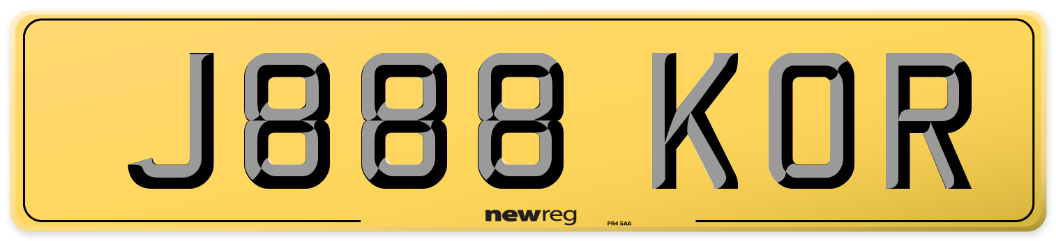 J888 KOR Rear Number Plate