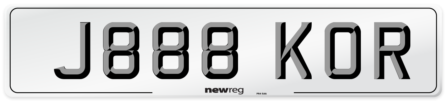J888 KOR Front Number Plate