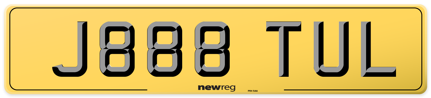 J888 TUL Rear Number Plate