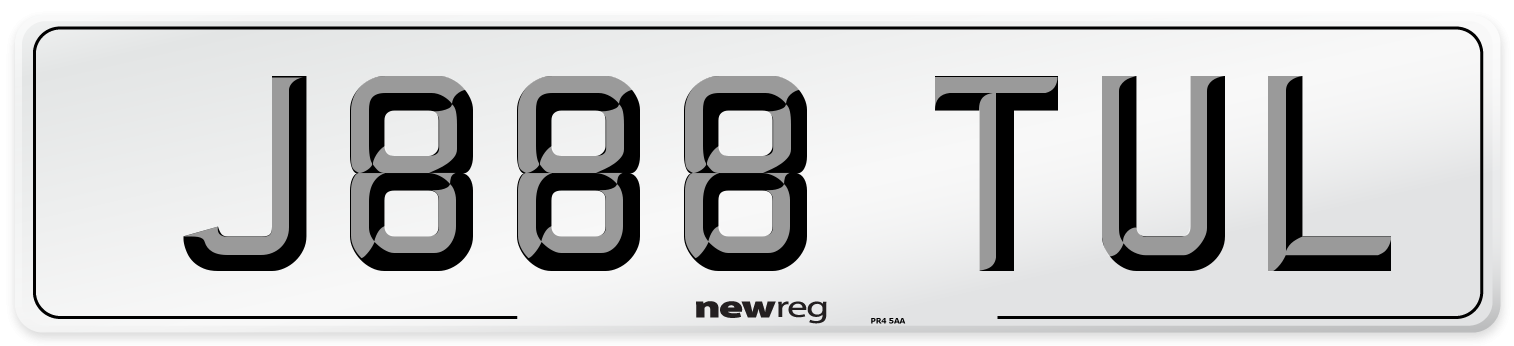 J888 TUL Front Number Plate