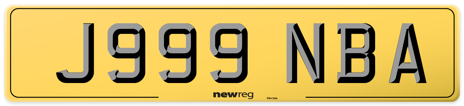 J999 NBA Rear Number Plate