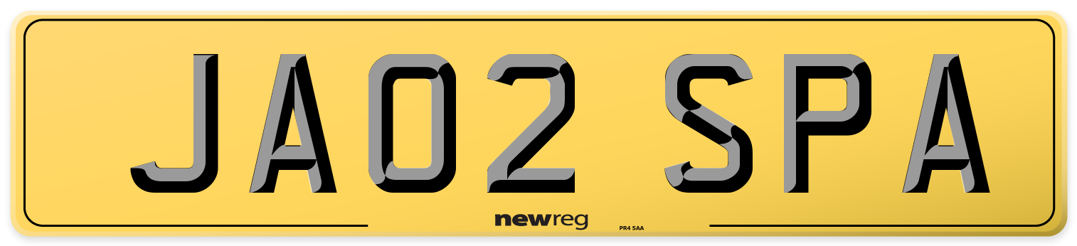 JA02 SPA Rear Number Plate