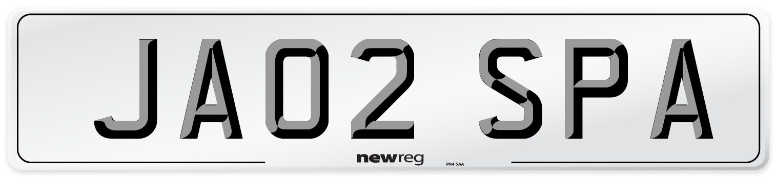 JA02 SPA Front Number Plate