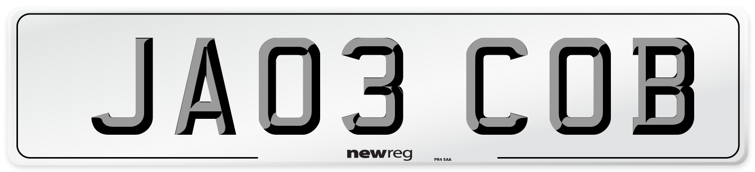 JA03 COB Front Number Plate