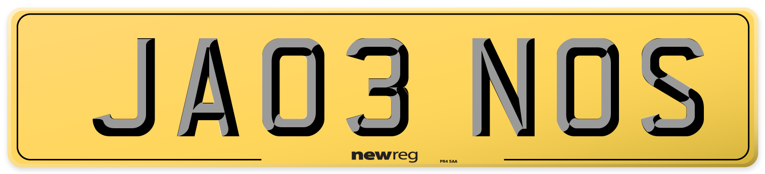 JA03 NOS Rear Number Plate