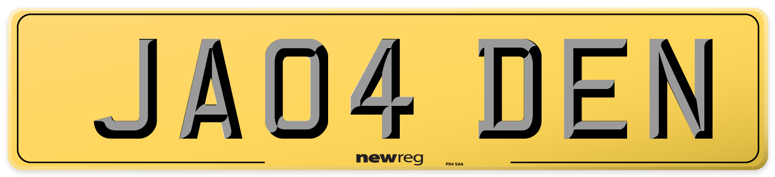 JA04 DEN Rear Number Plate