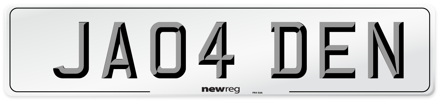 JA04 DEN Front Number Plate