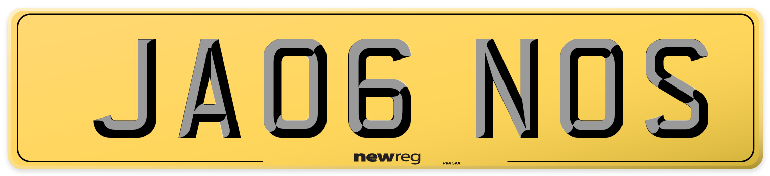JA06 NOS Rear Number Plate