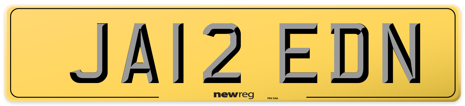 JA12 EDN Rear Number Plate
