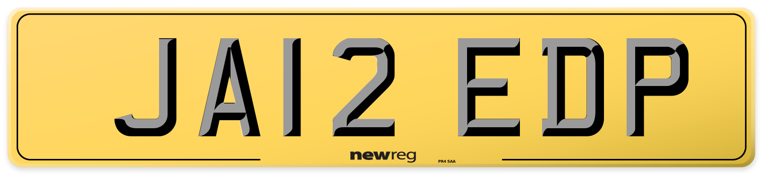 JA12 EDP Rear Number Plate