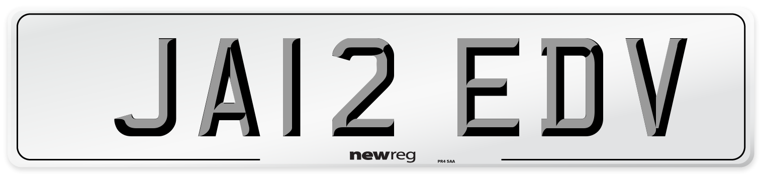 JA12 EDV Front Number Plate