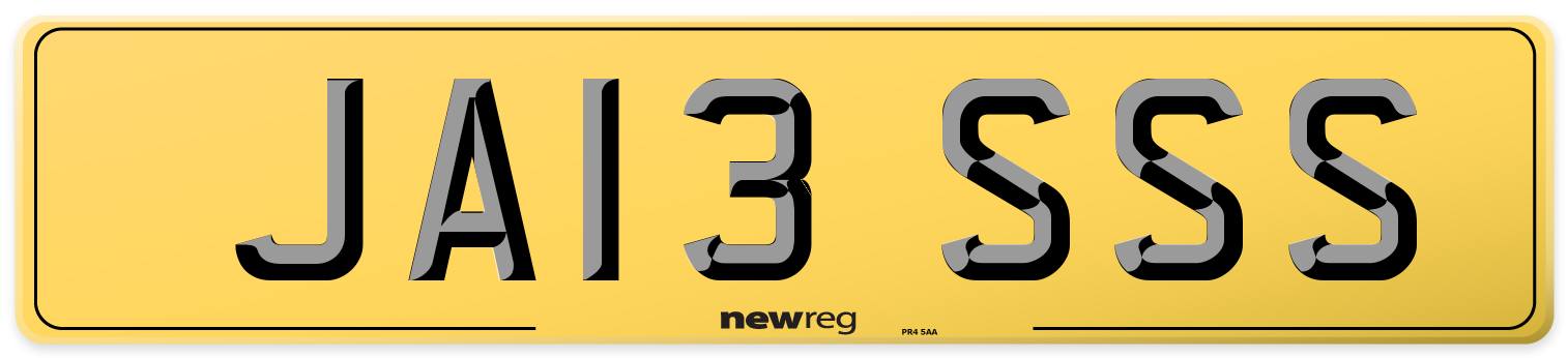 JA13 SSS Rear Number Plate