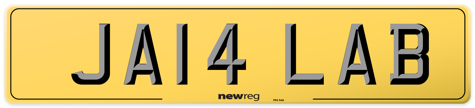 JA14 LAB Rear Number Plate
