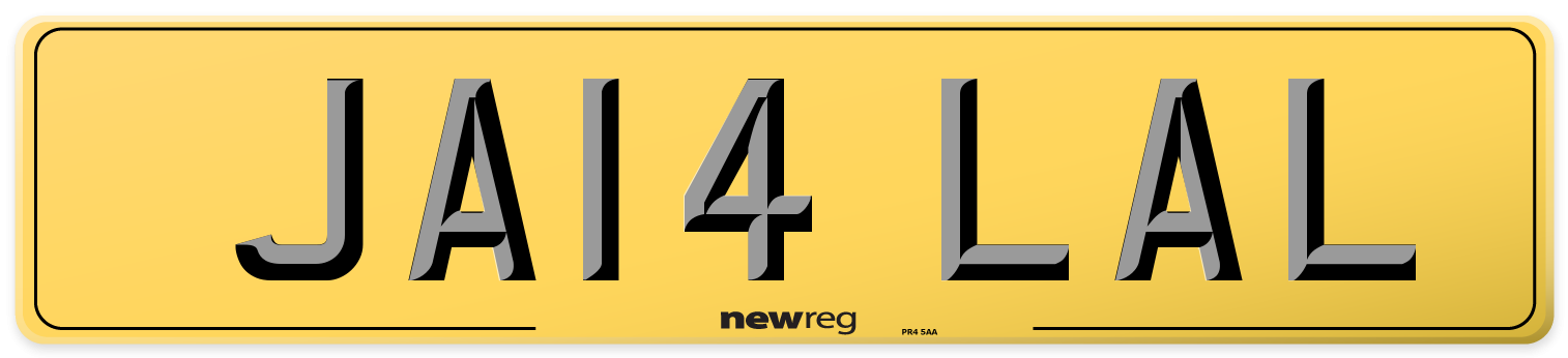 JA14 LAL Rear Number Plate