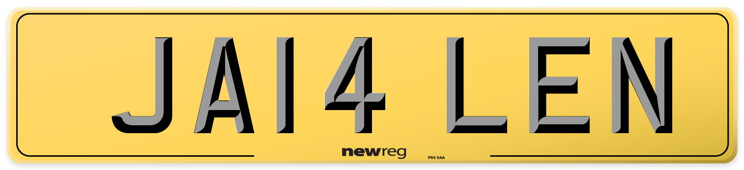 JA14 LEN Rear Number Plate