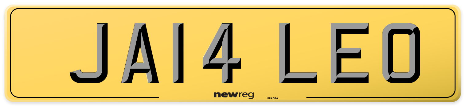 JA14 LEO Rear Number Plate