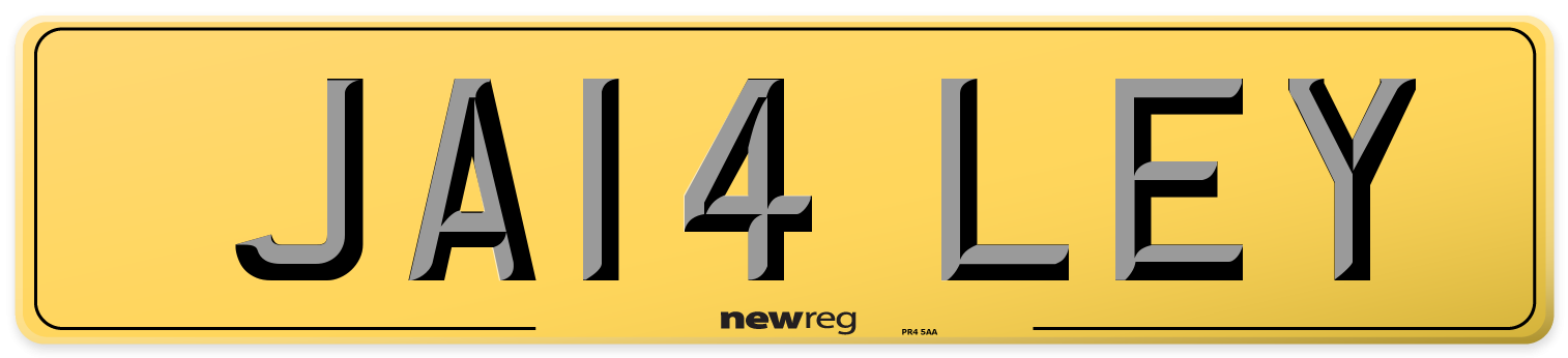 JA14 LEY Rear Number Plate