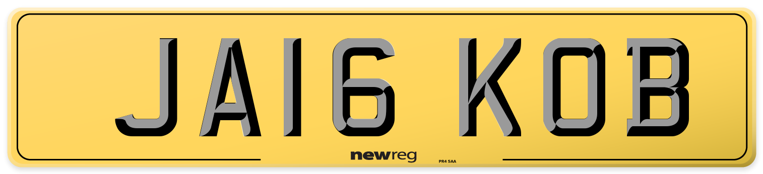JA16 KOB Rear Number Plate
