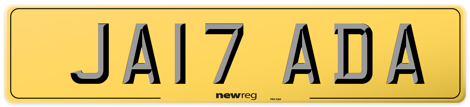 JA17 ADA Rear Number Plate