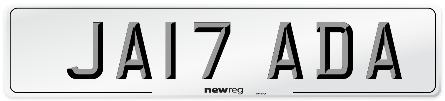 JA17 ADA Front Number Plate