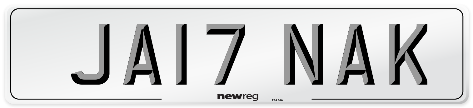 JA17 NAK Front Number Plate