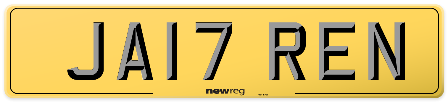 JA17 REN Rear Number Plate
