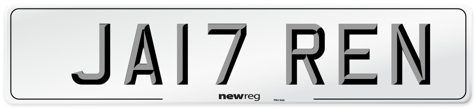 JA17 REN Front Number Plate