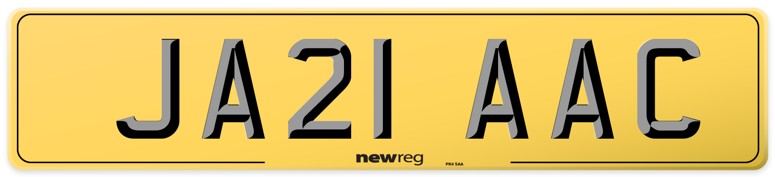 JA21 AAC Rear Number Plate